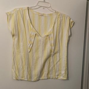 Yellow and white striped blouse